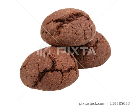 Yummy cocoa chocolate cookies isolated on the white background 119585633
