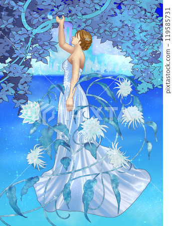Ice flower and woman in dress Ice flower and woman in dress 119585731