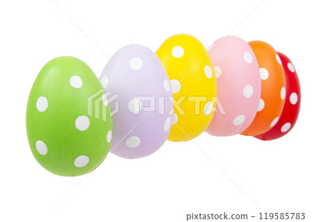 Different easter eggs in dots isolated on the white background 119585783