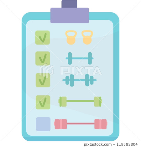 Training sport program icon flat vector clipboard Training sport program icon flat vector clipboard 119585804