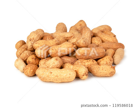 Group of peanuts dry isolated on the white background Group of peanuts dry isolated on the white background 119586018