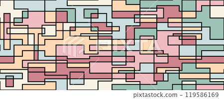 Seamless geometric pattern. Colorful background of arbitrary shapes. Abstract composition for textures, packaging, wallpapers, covers, banners and posters. A creative idea in a flat style Seamless geometric pattern. Colorful background of arbitrary shapes. Abstract composition for textures, packaging, wallpapers, covers, banners and posters. A creative idea in a flat style 119586169