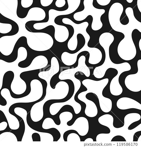 Seamless monochrome pattern. Abstract shapeless liquid spots. Decorative texture in safari style 119586170