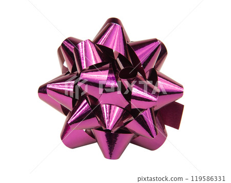 Purple foil gift bow isolated on the white background Purple foil gift bow isolated on the white background 119586331