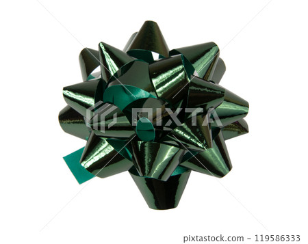 Dark green foil gift bow isolated on the white background Dark green foil gift bow isolated on the white background 119586333