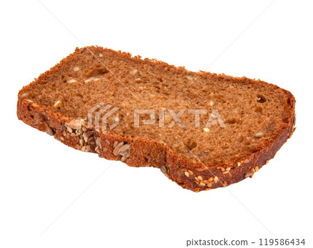 Slice of grain bread isolated on the white Slice of grain bread isolated on the white 119586434