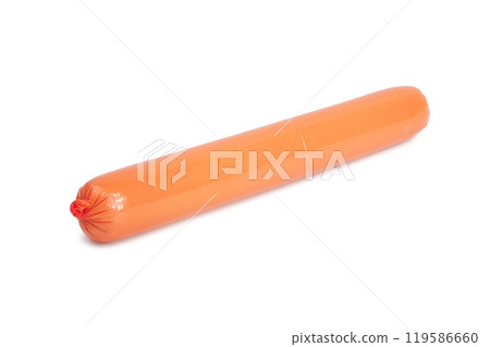 Tasty sausage appetizer isolated on the white Tasty sausage appetizer isolated on the white 119586660
