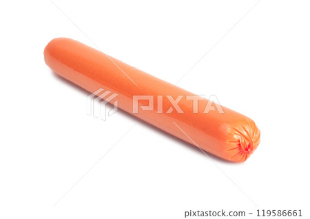 Tasty sausage appetizer isolated on the white Tasty sausage appetizer isolated on the white 119586661