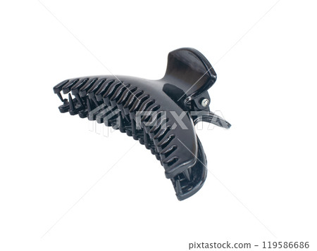 Black hairclaw for hairstyle isolated on the white Black hairclaw for hairstyle isolated on the white 119586686
