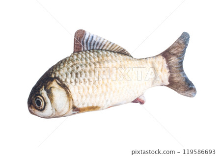 Toy fish gray color isolated on the white 119586693