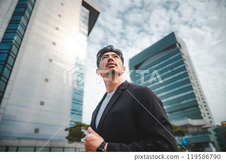 City buildings and man City buildings and man 119586790