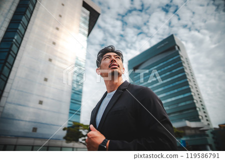 City buildings and man 119586791