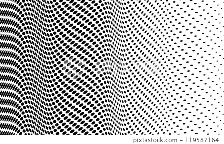 Grunge halftone gradient background. Faded grit noise texture. White and black sand wallpaper. Retro pixelated backdrop. Anime or manga style comic overlay. Vector graphic design textured template 119587164