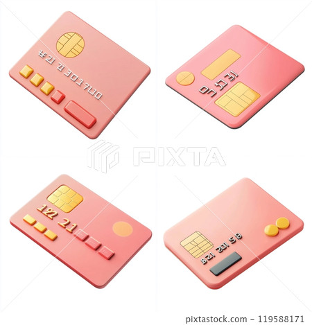3D Cartoon Bank Card Isolated on White Background 119588171