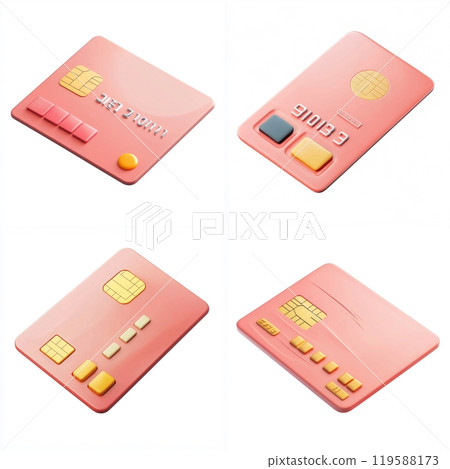 3D Cartoon Bank Card Isolated on White Background 119588173