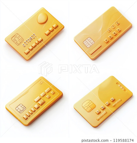 3D Cartoon Bank Card Isolated on White Background - Stock Illustration ...