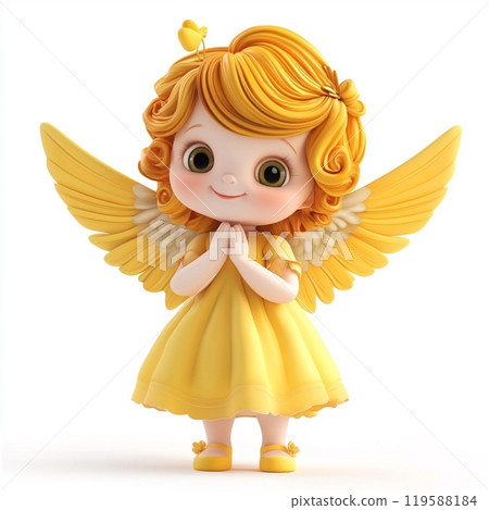3D Cartoon Cute Funny Angel Isolated on White Background 119588184