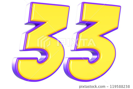 Number 3D Yellow And Purple 119588238