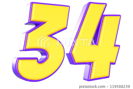 Number 3D Yellow And Purple Number 3D Yellow And Purple 119588239