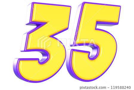 Number 3D Yellow And Purple 119588240