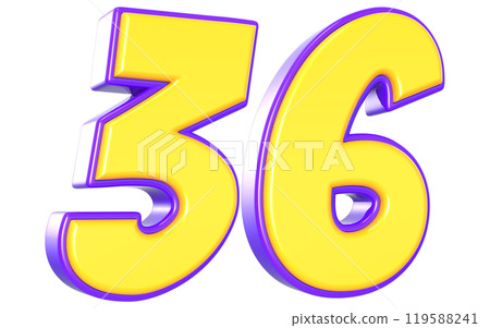 Number 3D Yellow And Purple Number 3D Yellow And Purple 119588241