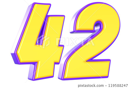 Number 3D Yellow And Purple Number 3D Yellow And Purple 119588247