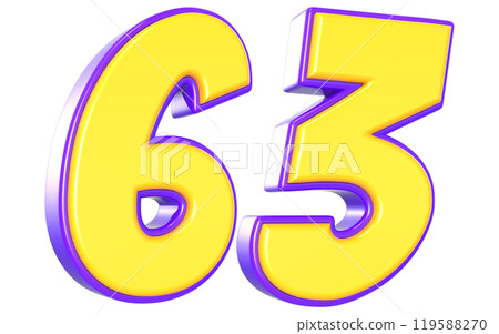 Number 3D Yellow And Purple Number 3D Yellow And Purple 119588270