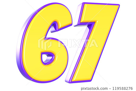 Number 3D Yellow And Purple Number 3D Yellow And Purple 119588276