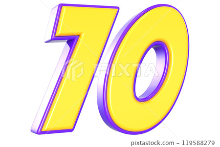 Number 3D Yellow And Purple 119588279