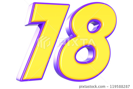 Number 3D Yellow And Purple 119588287