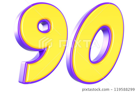 Number 3D Yellow And Purple 119588299