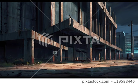 Horror game background: deserted shopping store background 119588446