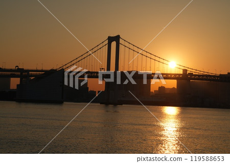 [Sunset material] Sunset seen from Toyosu Gururi Park [Tokyo] 119588653