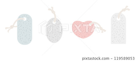 Different shapes of pumice stone for feet. pedicure, peeling. Beauty, self-care tools. Bathroom, sauna elements. Cartoon flat vector illustration.  119589053