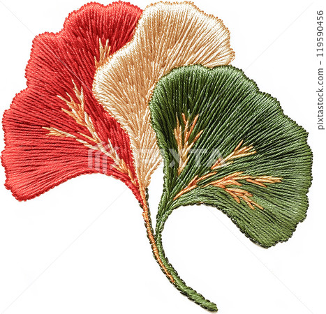 Ginkgo leaf embroidery art 119590456