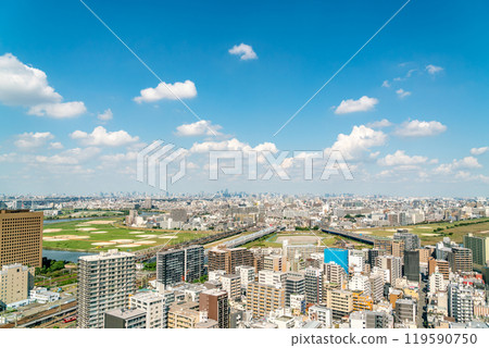 [神奈川縣] 從川崎眺望多摩川沿岸的街景 119590750