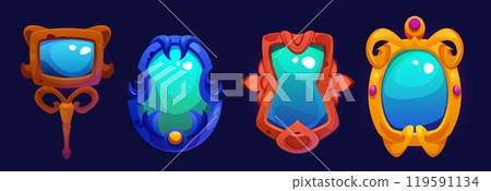 Decorative magical mirrors set for fantasy game ui Decorative magical mirrors set for fantasy game ui 119591134