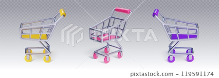 Supermarket carts set on transparent background Supermarket carts set on transparent background 119591174