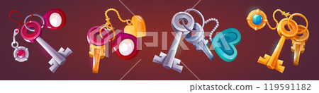 Keychains set isolated on background Keychains set isolated on background 119591182