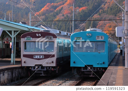 秩父鐵道1000系（原JNR 101系），秋天停靠在三峰口，紅葉美麗_2009年11月29日拍攝 119591323