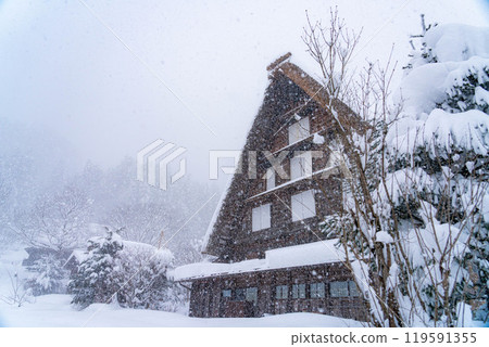 [World Heritage] Heavy snowfall in Shirakawa-go [Gifu Prefecture] 119591355