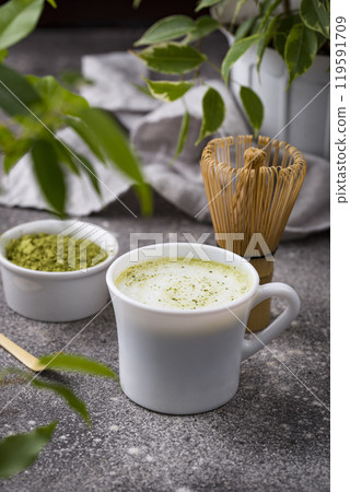 Green healthy matcha latte drink Green healthy matcha latte drink 119591709