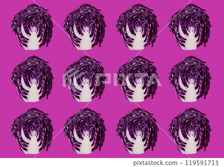 Vibrant purple cabbage slices in pattern 119591713