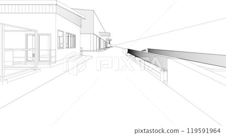 3D illustration of building project 3D illustration of building project 119591964