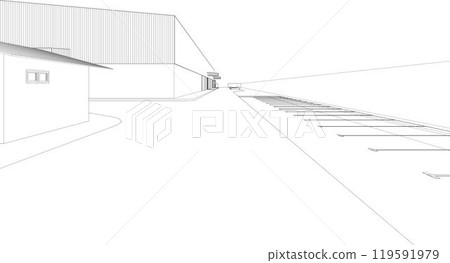 3D illustration of building project 119591979