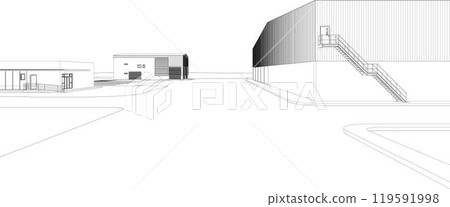 3D illustration of building project 119591998