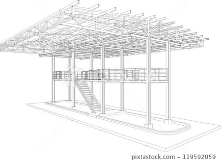3D illustration of industrial project 3D illustration of industrial project 119592059