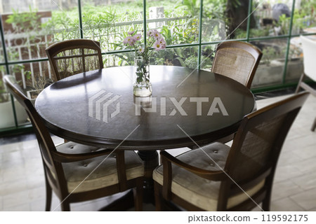 Beautiful coffee shop or cafe restaurant interior retro decoration Beautiful coffee shop or cafe restaurant interior retro decoration 119592175