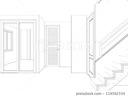 3D illustration of building project 119592334