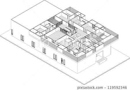 3D illustration of building project 119592346